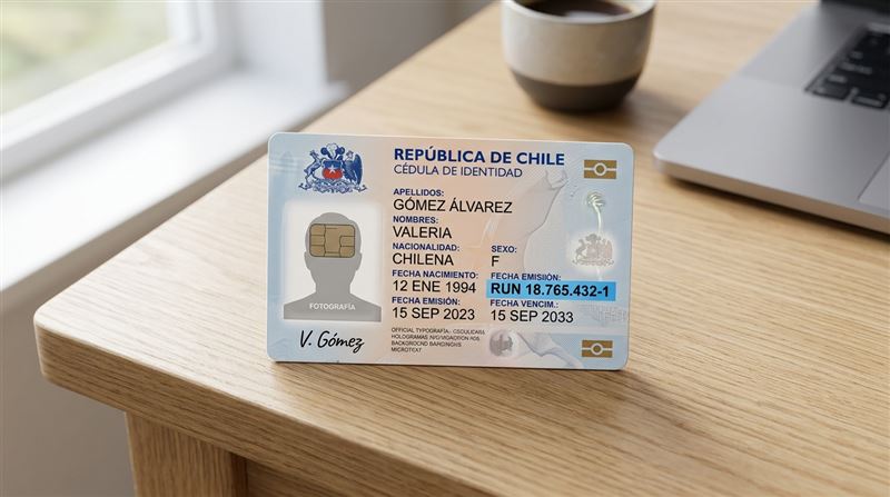 Cédula de Identidad de Chile mostrando RUN y RUT oficial